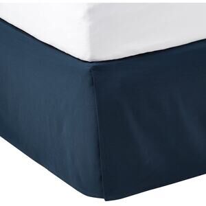 Amazon Basics Lightweight Pleated Bed Skirt Machine Washable, Queen, Navy Blue